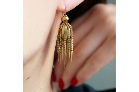 Victorian Gold Fringe Tassel Earrings