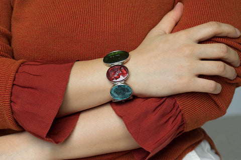 Victorian Multicolor Tassie Silver Bracelet