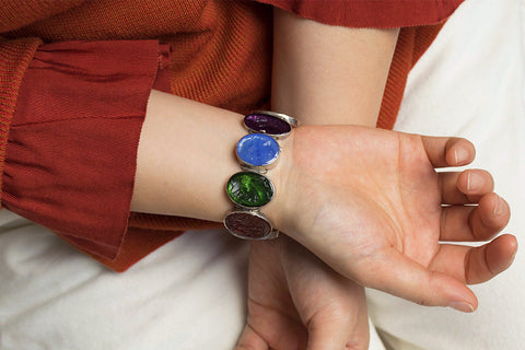 Victorian Multicolor Tassie Silver Bracelet