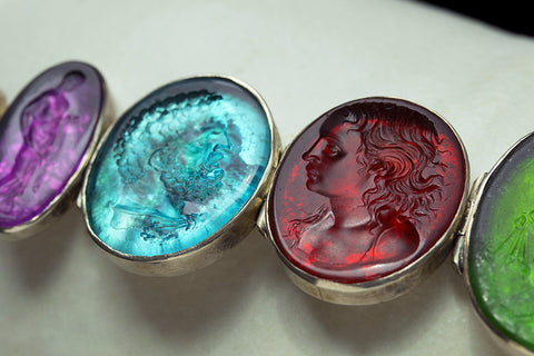 Victorian Multicolor Tassie Silver Bracelet
