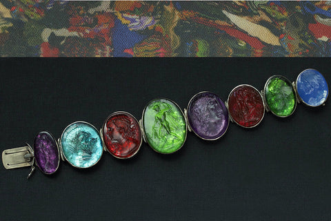 Victorian Multicolor Tassie Silver Bracelet