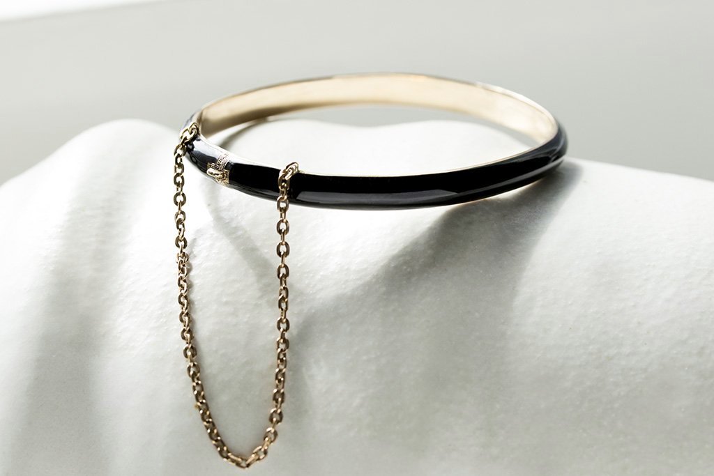 Victorian Black Enamel Gold Bangle