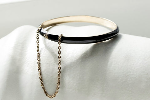 Victorian Black Enamel Gold Bangle