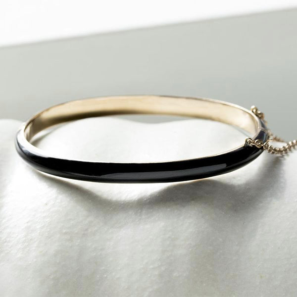 Victorian Black Enamel Gold Bangle