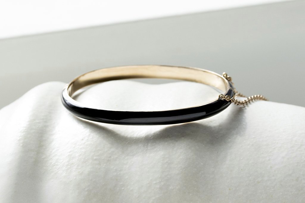 Victorian Black Enamel Gold Bangle