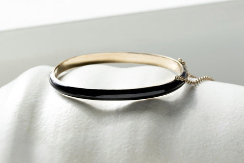 Victorian Black Enamel Gold Bangle