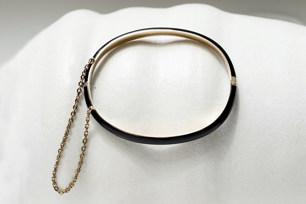 Victorian Black Enamel Gold Bangle