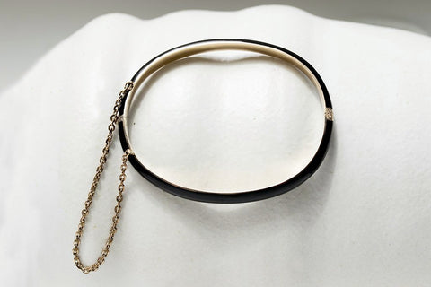 Victorian Black Enamel Gold Bangle
