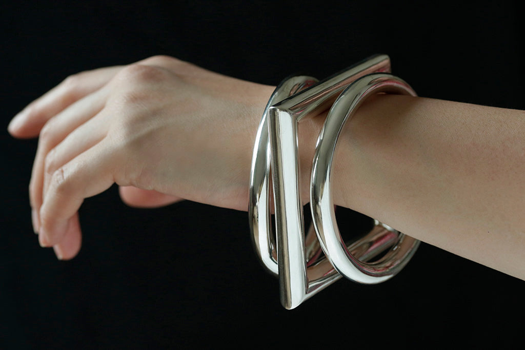 Vintage Sterling Silver Square Bangle