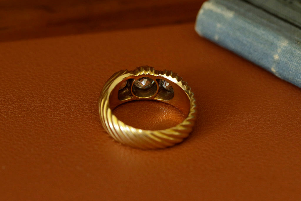 Early 20th Century Three Diamond Stone Ring