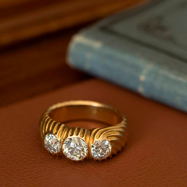 Early 20th Century Three Diamond Stone Ring