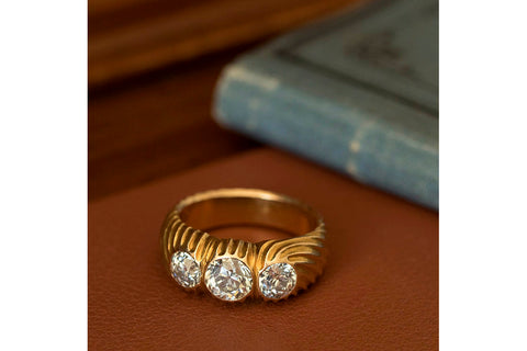 Early 20th Century Three Diamond Stone Ring