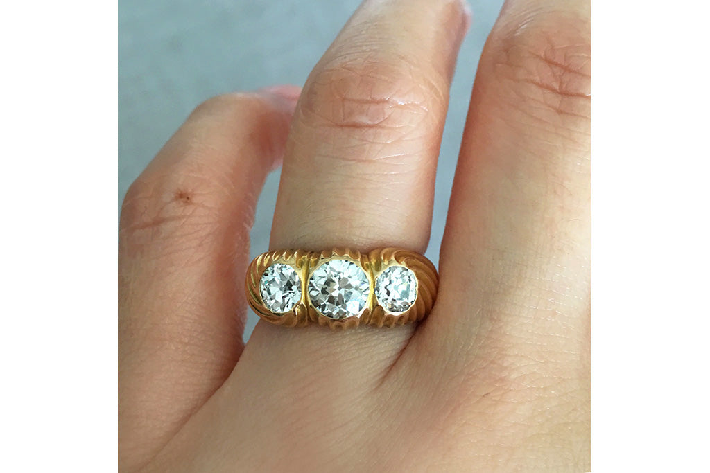 Early 20th Century Three Diamond Stone Ring