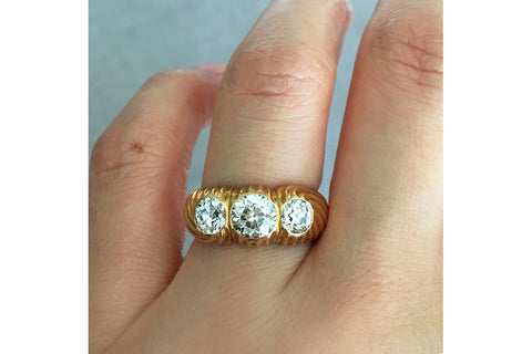 Early 20th Century Three Diamond Stone Ring