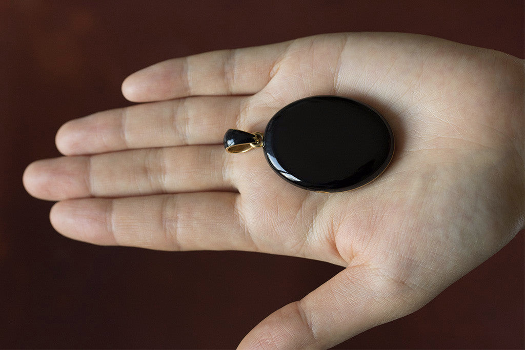 Victorian Tiffany & Co Black Enamel and Gold Locket