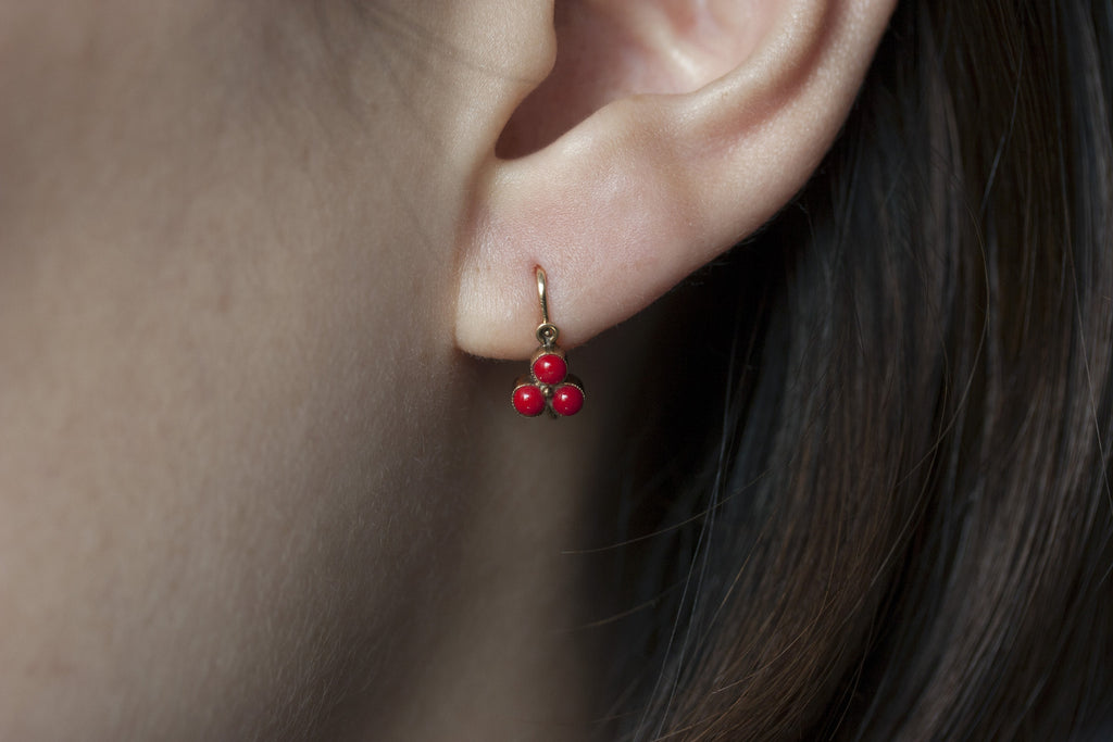 Antique German Faux Coral Earrings