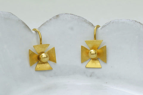 Tiny Maltese Cross Earrings
