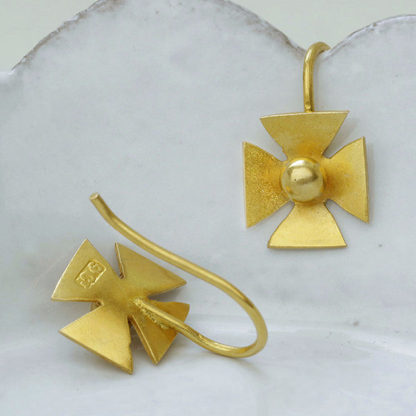 Tiny Maltese Cross Earrings