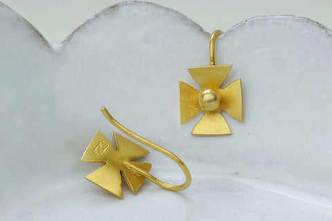 Tiny Maltese Cross Earrings
