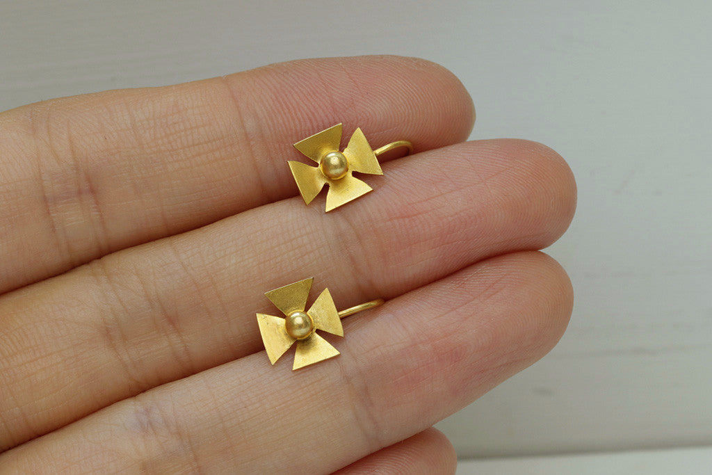 Tiny Maltese Cross Earrings