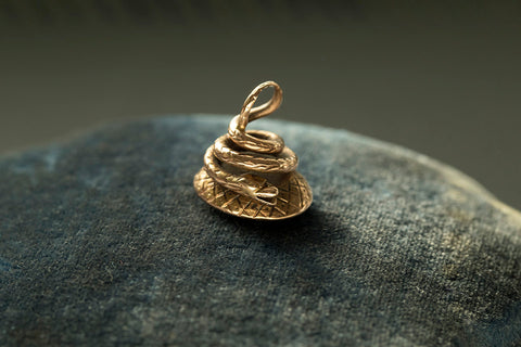 Tiny Georgian Snake Intaglio Seal Fob Pendant
