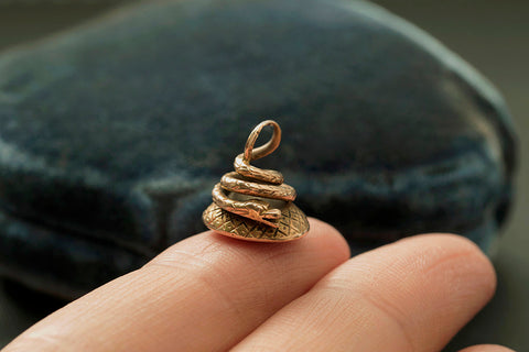 Tiny Georgian Snake Intaglio Seal Fob Pendant