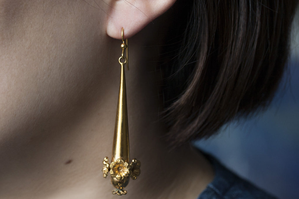 Georgian Gold Filled Torpedo Earrings