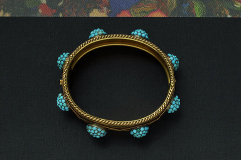Victorian Gold and Pavé Turquoise Bangle 