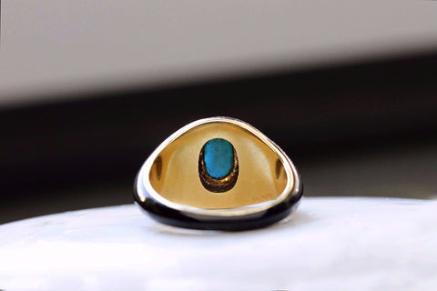 Black Enamel, Turquoise and Diamond Ring