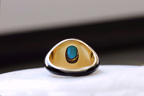 Black Enamel, Turquoise and Diamond Ring