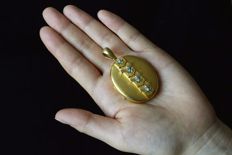 Late Victorian Turquoise and Gold Locket