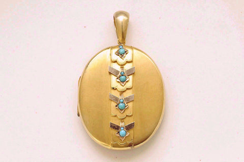 Late Victorian Turquoise and Gold Locket