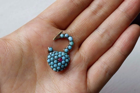 Victorian Pavé Turquoise Heart Padlock