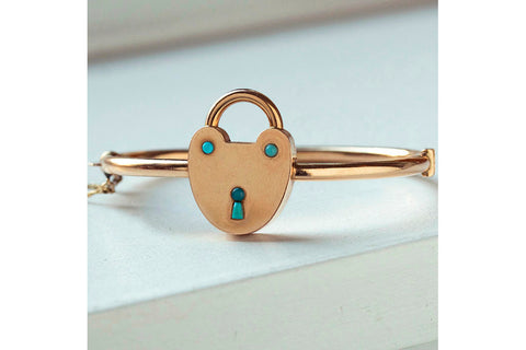 Victorian Turquoise and Gold Padlock Bangle