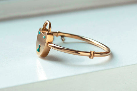 Victorian Turquoise and Gold Padlock Bangle