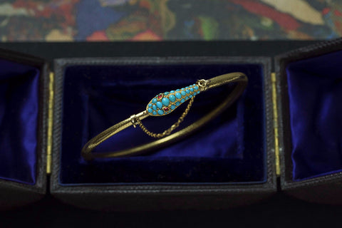 Victorian Turquoise and Gold Snake Bracelet