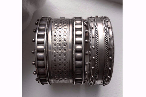 Victorian Extra Wide Sterling Silver Bangle