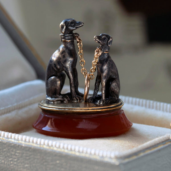 C.1830 Two Dogs Fob Pendant