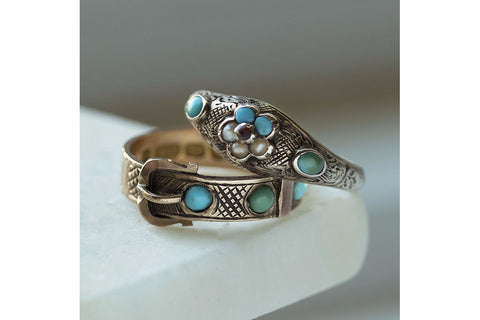Victorian Turquoise Buckle Ring