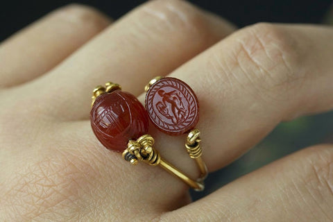 Victorian Egyptian Revival Scarab Swivel Ring