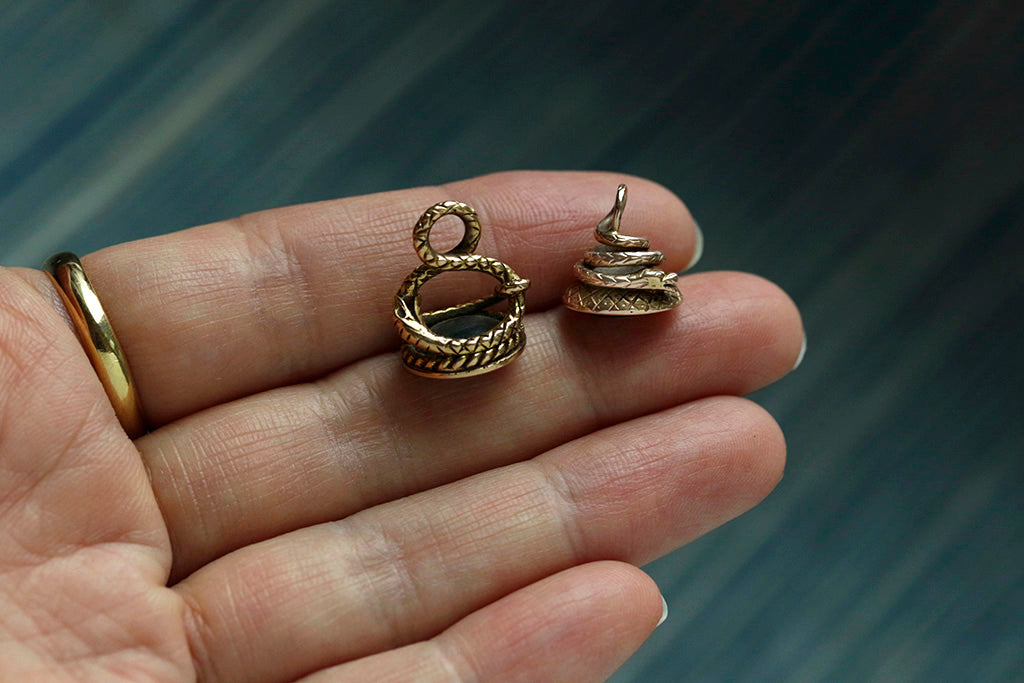 Tiny Georgian Snake Intaglio Seal Fob Pendant