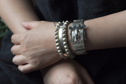 Late Victorian Sterling Studded Bangle