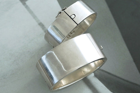 Heavy Vintage Sterling Silver Wide Bangles