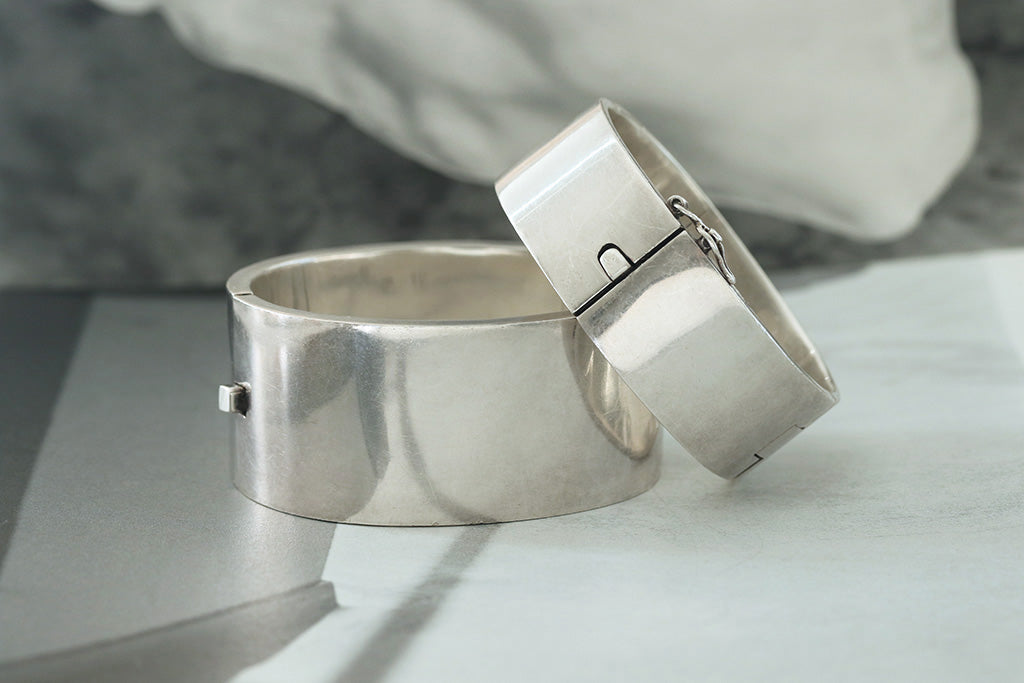 Heavy Vintage Sterling Silver Wide Bangles