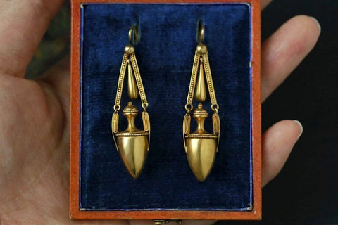 Victorian Etruscan Revival Urn Earrings
