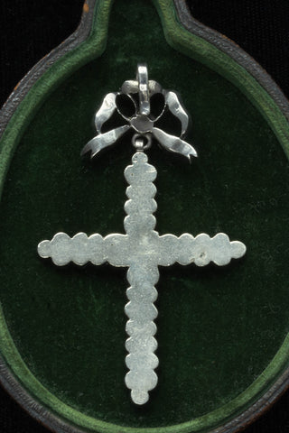 Georgian Silver and Paste Cross and Bow Pendant