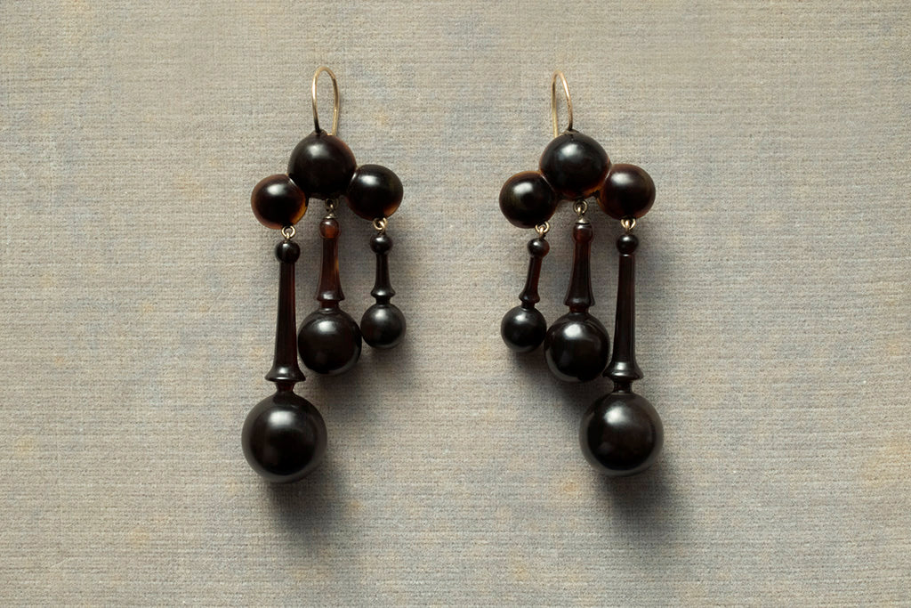 Victorian Tortoise Shell Drop Earrings