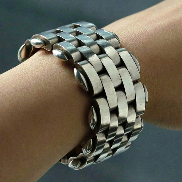 Victorian Wide Sterling Silver Bracelet