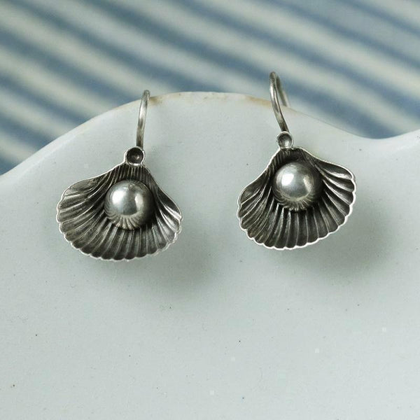 Victorian Sterling Silver Shell Earrings