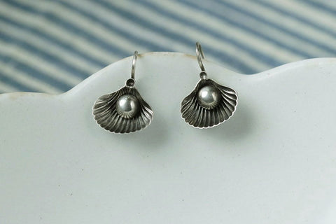 Victorian Sterling Silver Shell Earrings